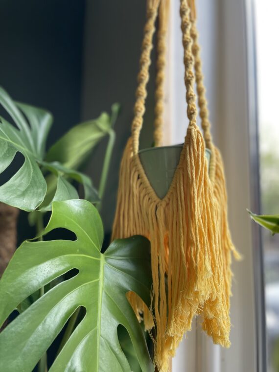 Makramė laikiklis gėlėms