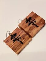 Natūralaus vyšnios medžio graviruoti auskarai