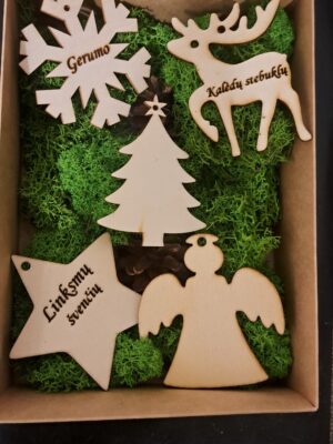 Graviruoti kalėdiniai žaisliukai (rinkinys)